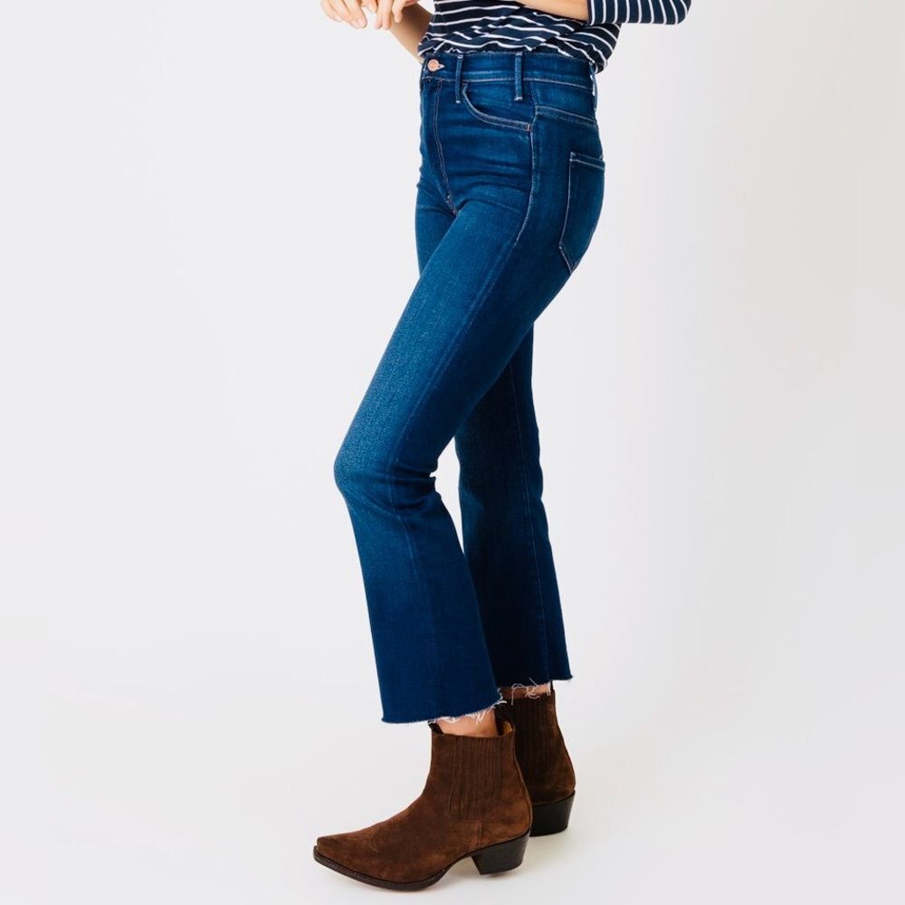Ann Mashburn Mid-Rise Super Stretch Denim Jeans Size Small Ankle Fray Hem